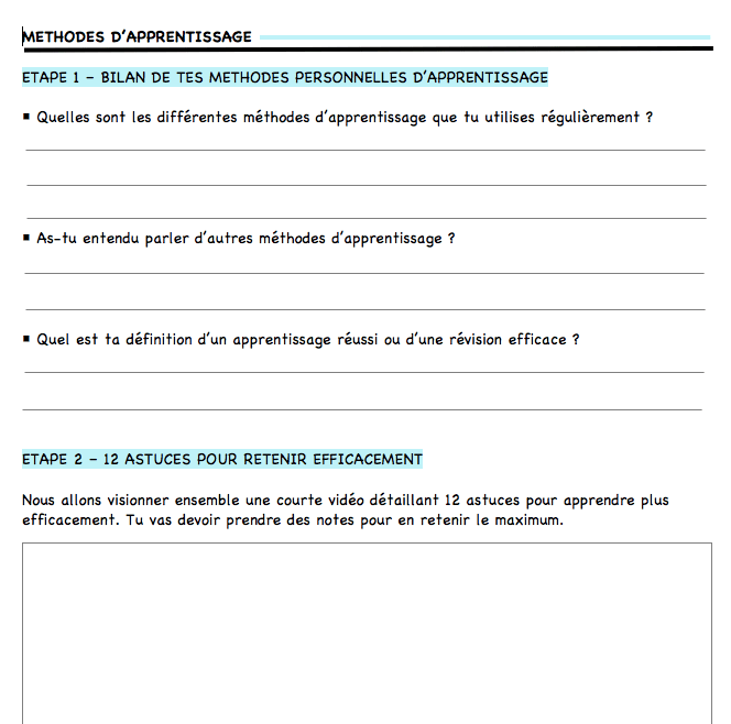 Méthodes d'apprentissage